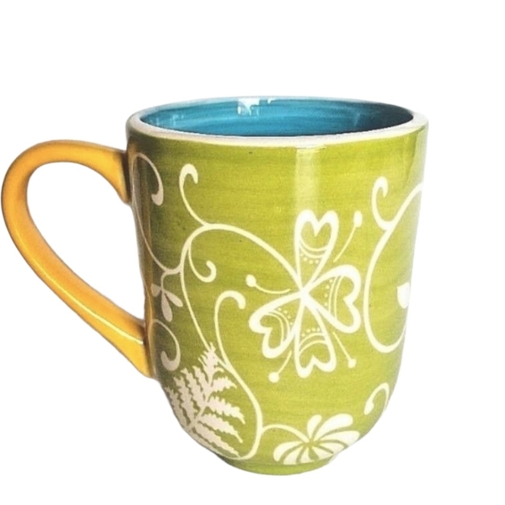 Euro Ceramics Coffee Mug Cup Green Teal Blue 10oz *